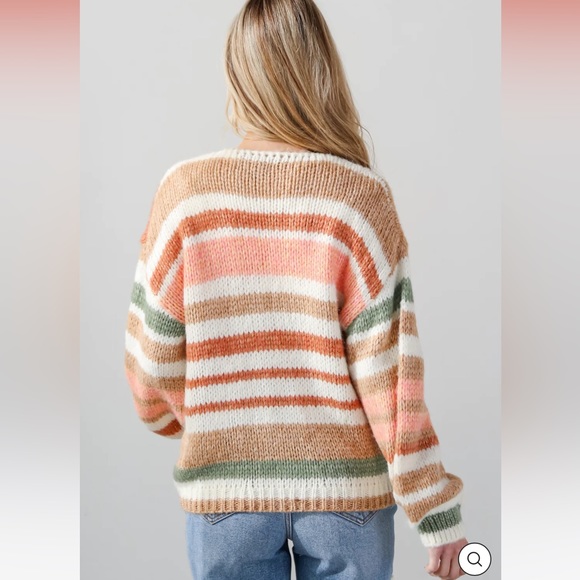 Striped Oversized Sweater Cardigan - Picture 5 of 9